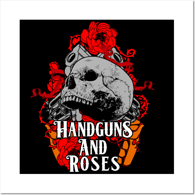 HANDGUNS AND ROSES Wall Art by theanomalius_merch